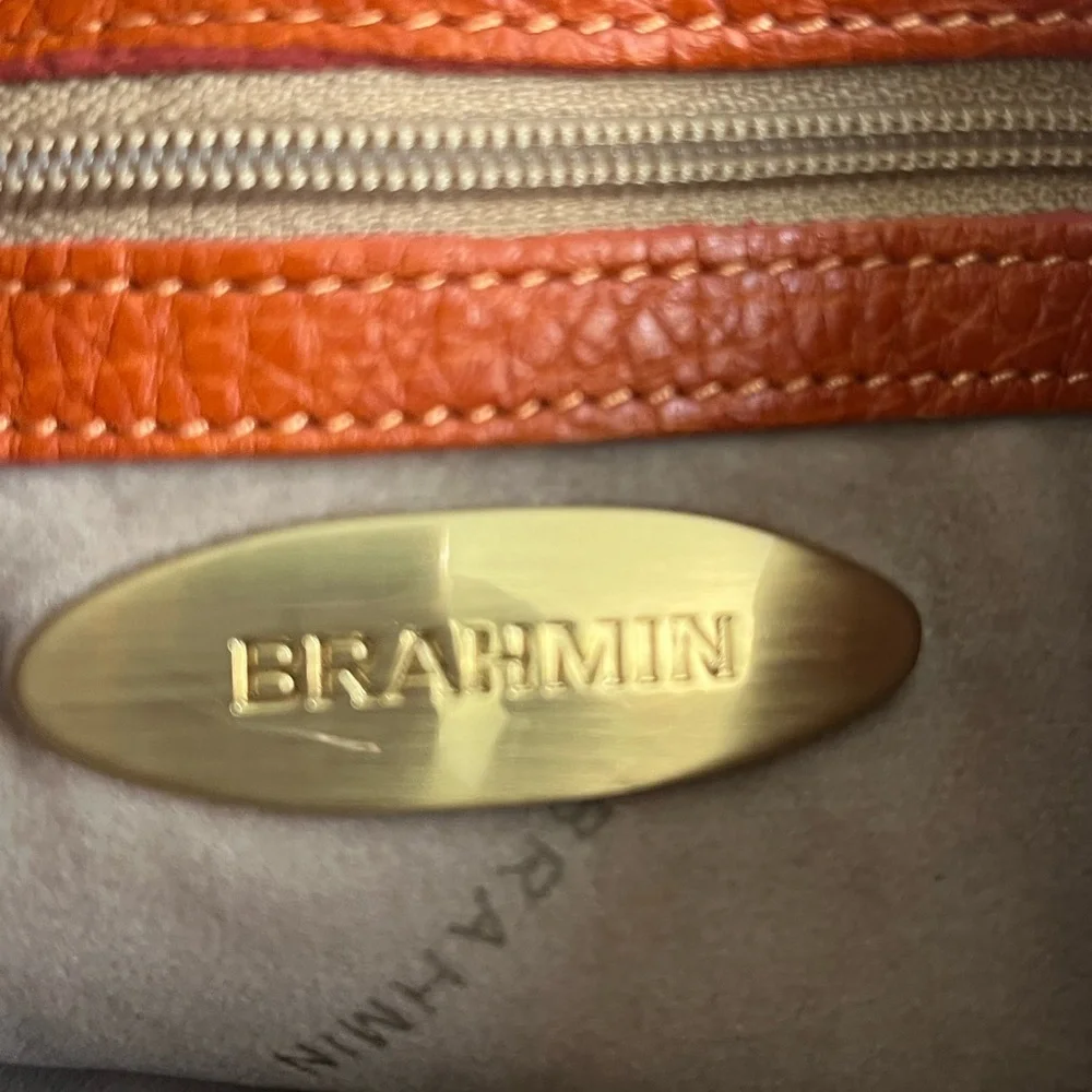 Brahmin orange shoulder women handbag